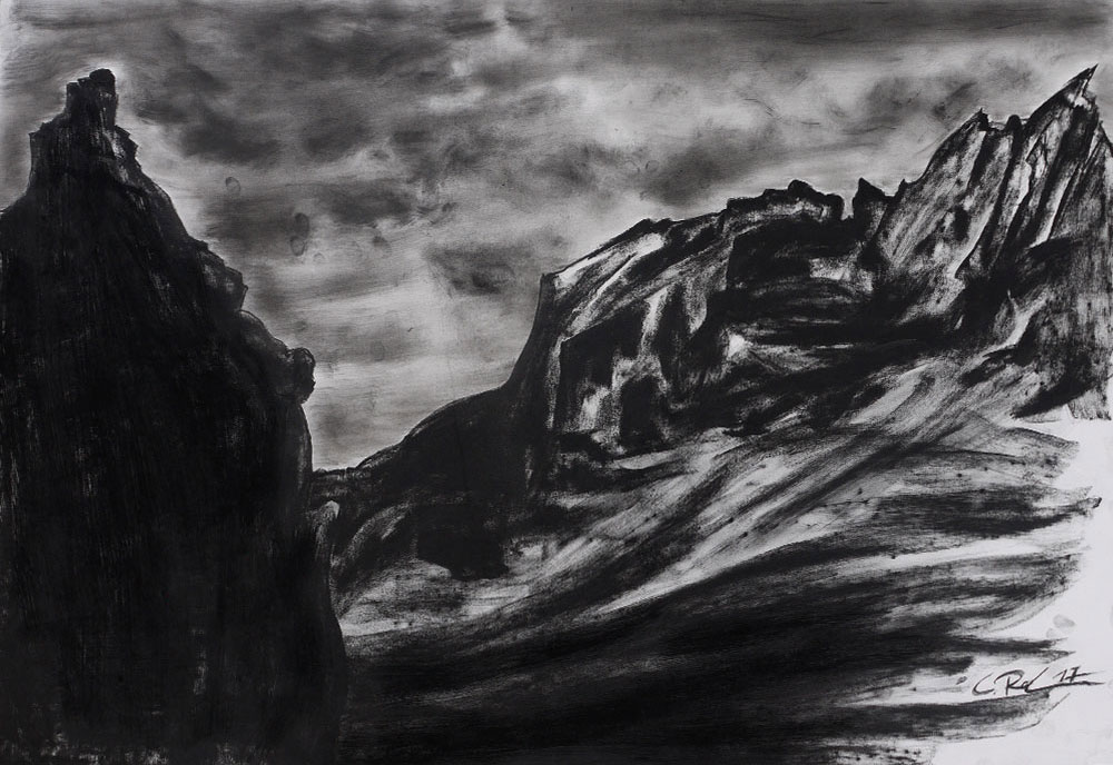 Iceland, Charcoal on paper